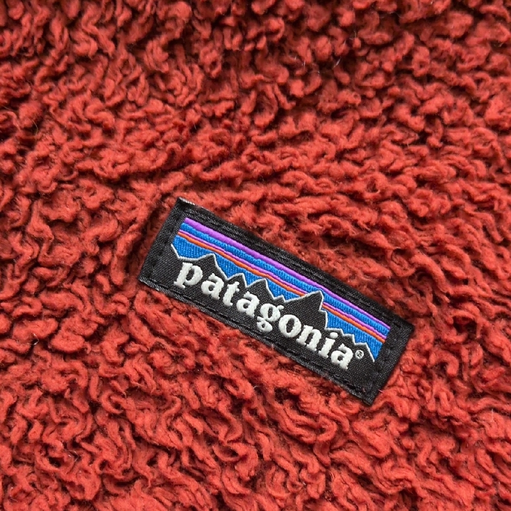 PATAGONIA I Los Gatos Burr Rust Orange Fleece Sherpa 1/4 Zip Pullover Top, L - Picture 5 of 13